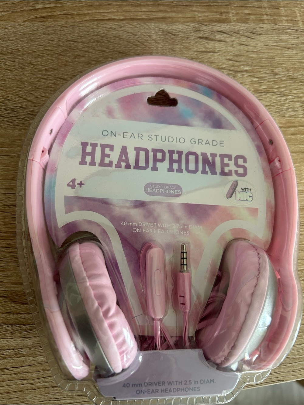 Pink On-Ear Studio Headphones with Mic